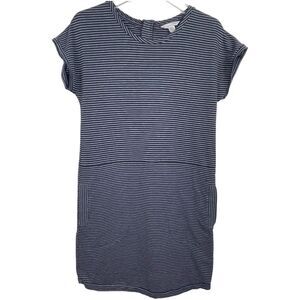 Garnet Hill Striped T-Shirt Dress Size XS Navy White Pockets